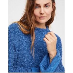 FREE‎ PEOPLE Cuddle Up Pullover Sweater BLUE